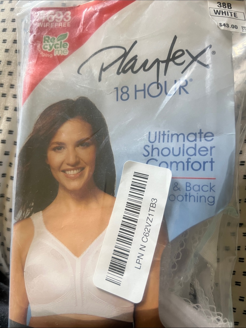 Playtex 18 Hour White Comfort Bra with Wide Straps